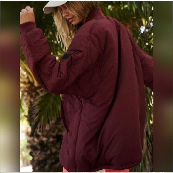 NWOT Free People Movement Oversized Bomber Jacket- Oxblood Red - Picture 4 of 4